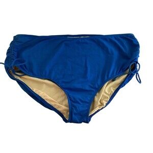 Lands End Swim Bikini Bottoms Size 24W Blue drawstring cinch Sides